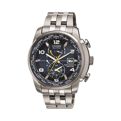 Men's world time silver watch at9010-52l